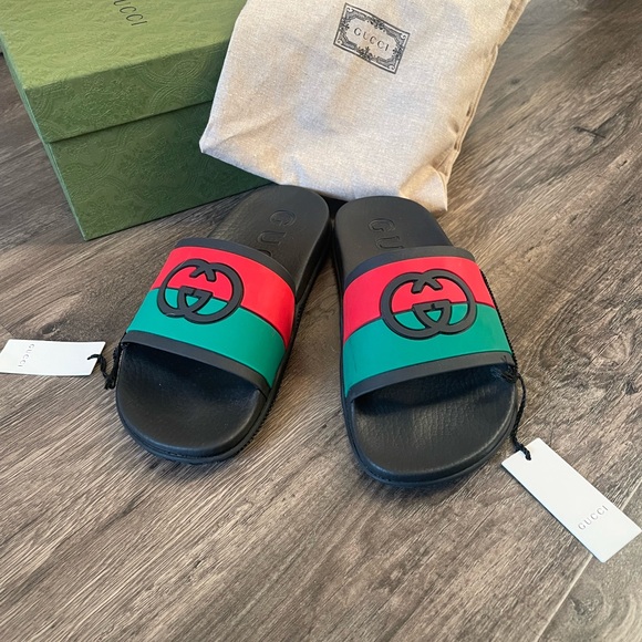 Gucci slides “GG Interlock Black-Red-Green” Women’s 38 - Picture 7 of 8